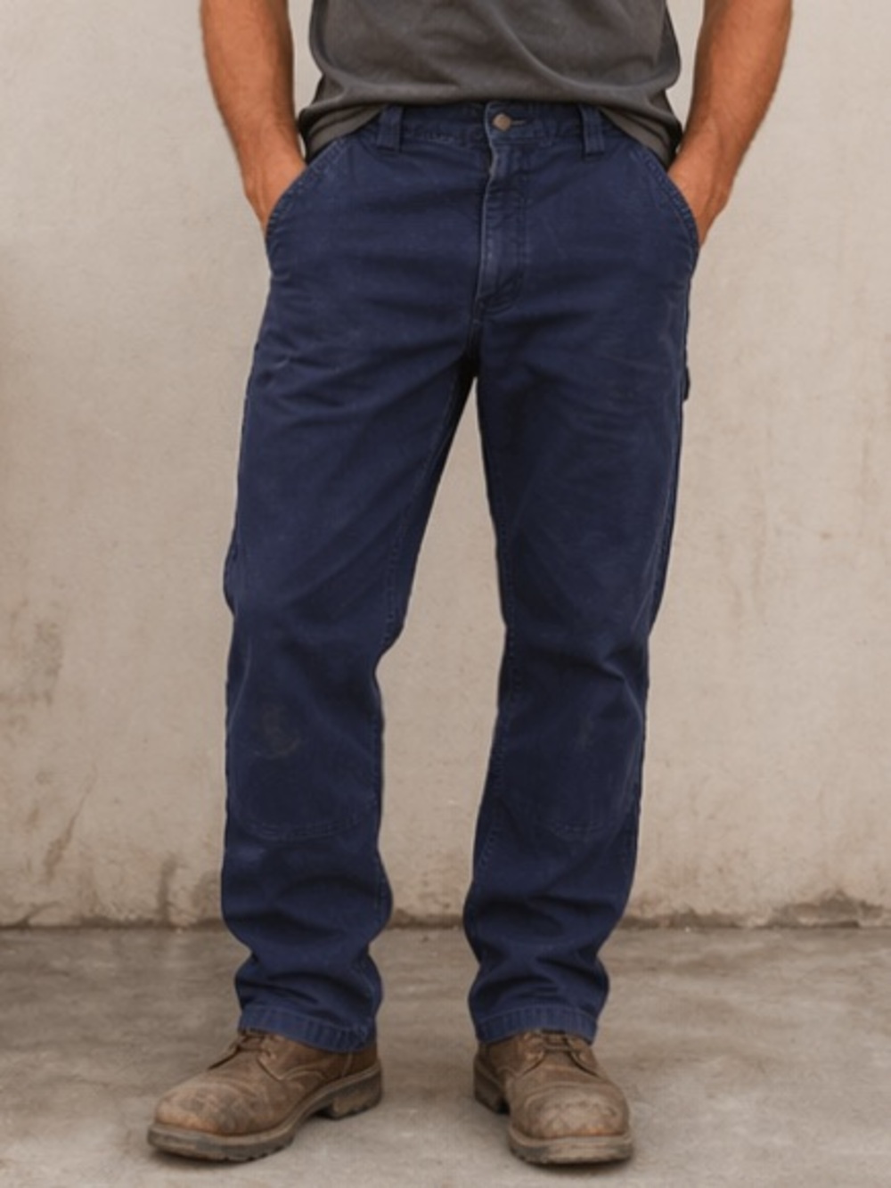 Men’s Carhartt Navy Blue Relaxed Fit Cotton Blend Work Pants size 33 x 32